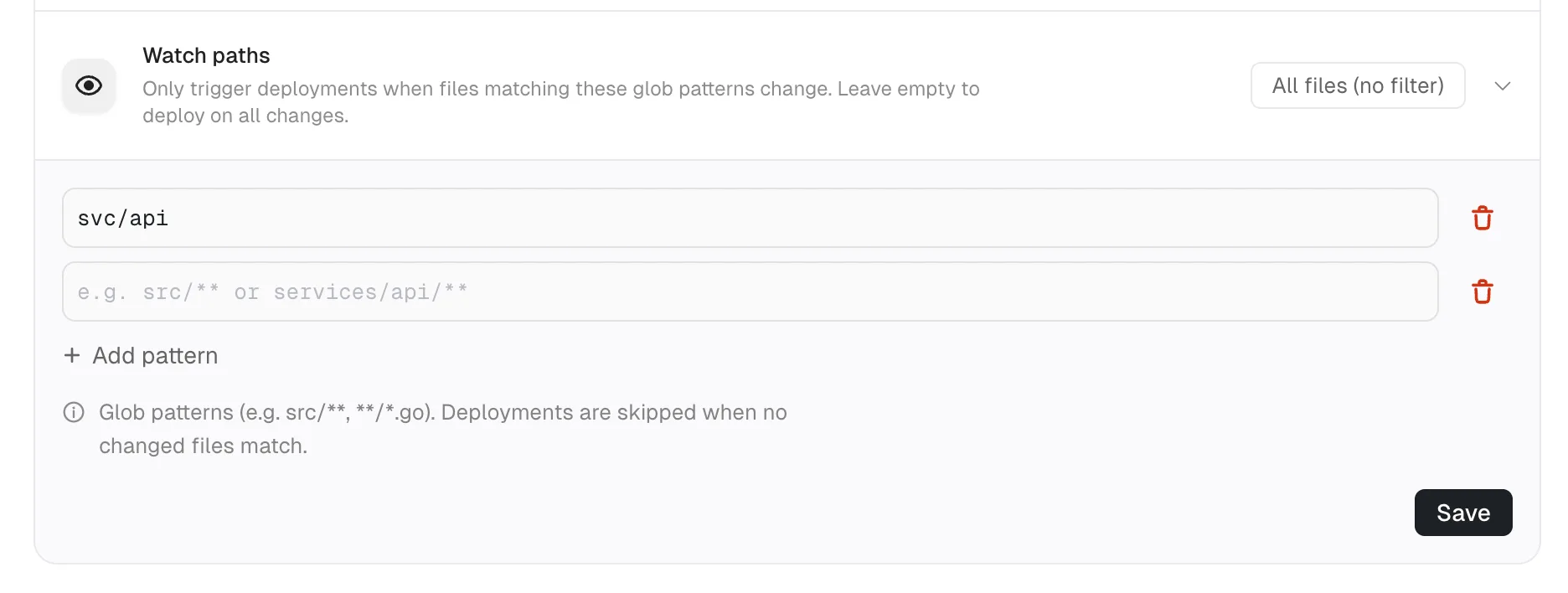 Watch paths settings