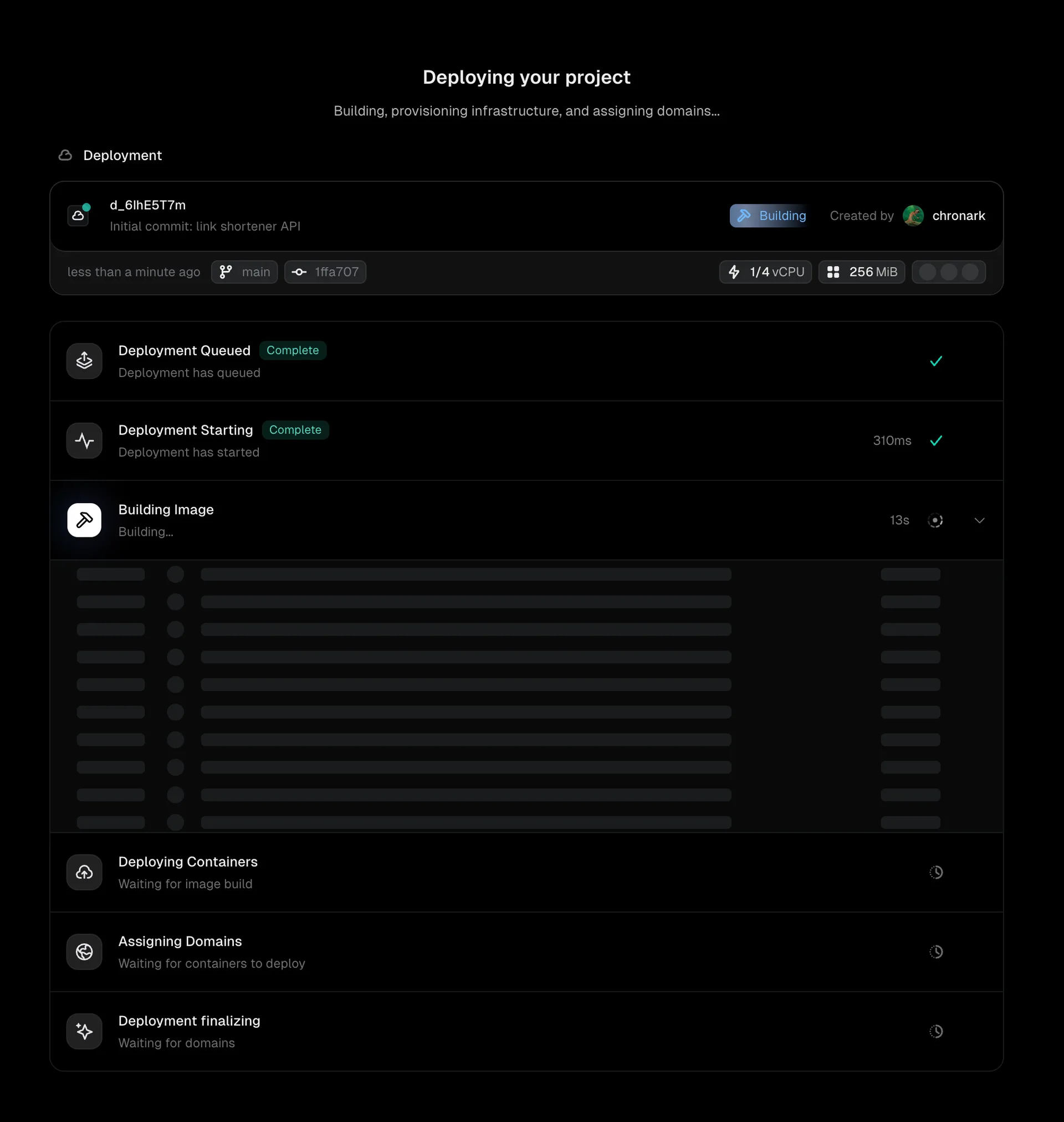 Deployment progress