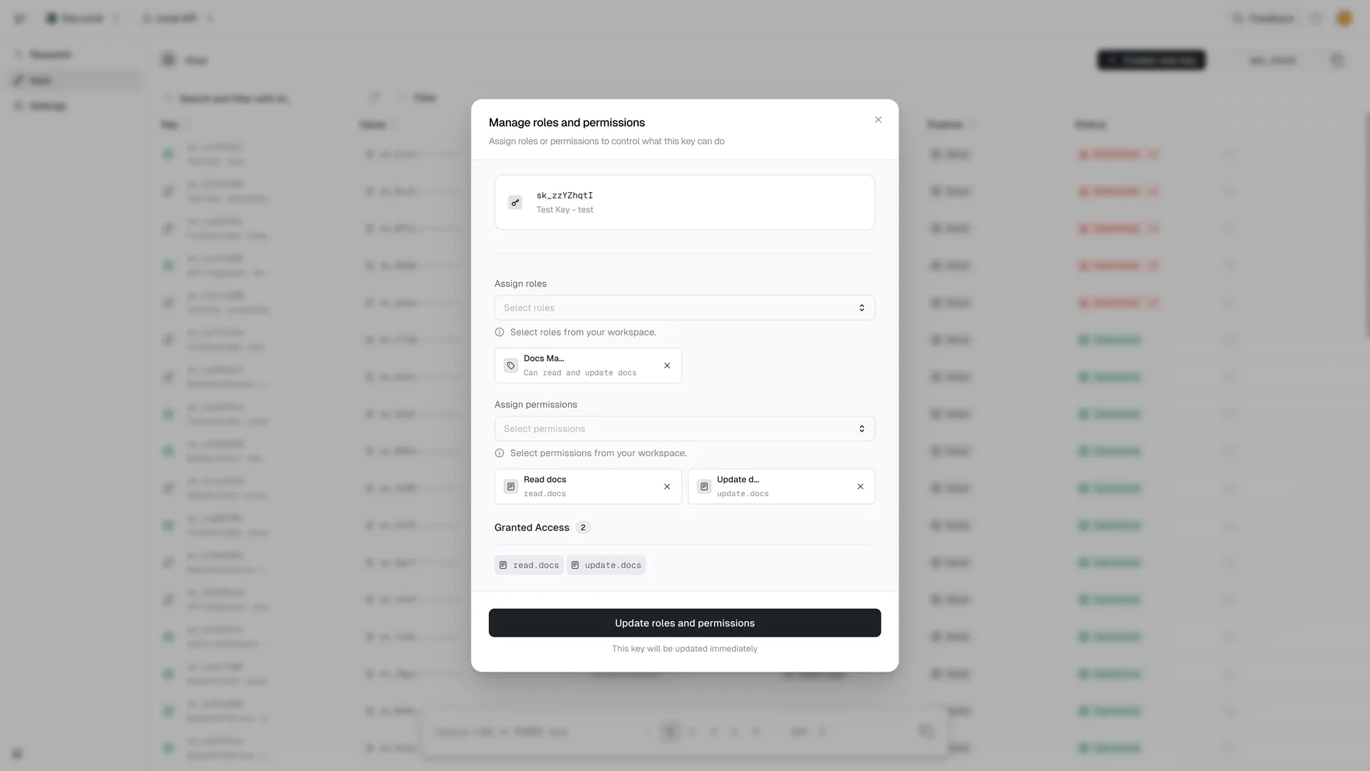 Key Authorization Update Dialog