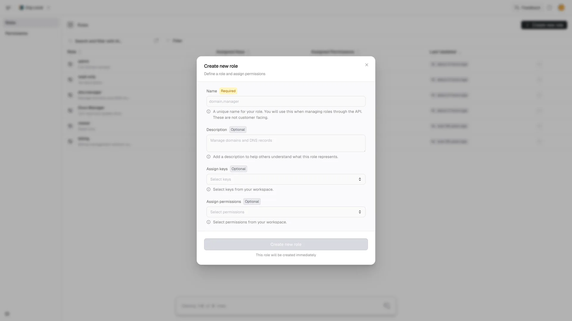 Unconnected roles and permissions