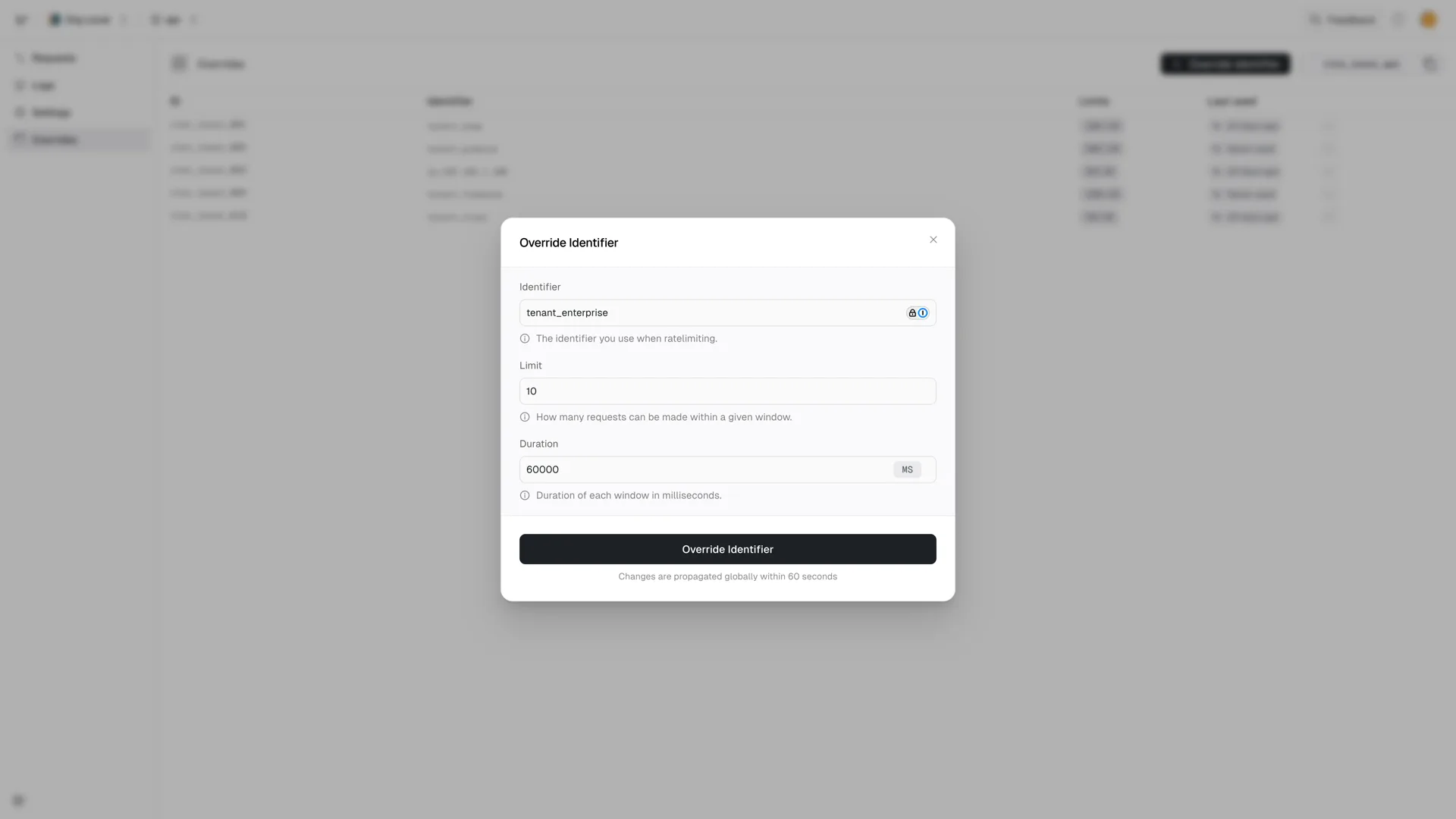 New override form